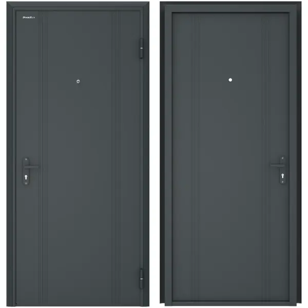Дверь входная металлическая Эко 2050x880 мм. правая. цвет антрацит дверь входная металлическая оптим 88x205 см правая венге