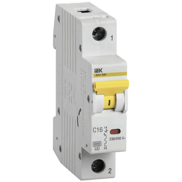 Автоматический выключатель IEK ВА47-60M 1P C16 А 6 кА блок управления 3 режимный гейзер про 3 4 автоматический