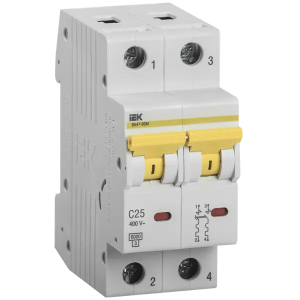 Автоматический выключатель IEK ВА47-60M 2P C25 А 6 кА блок управления 3 режимный гейзер про 3 4 автоматический