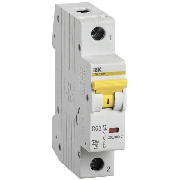 Автоматический выключатель IEK ВА47-60M 1P C63 А 6 кА блок управления 3 режимный гейзер про 3 4 автоматический