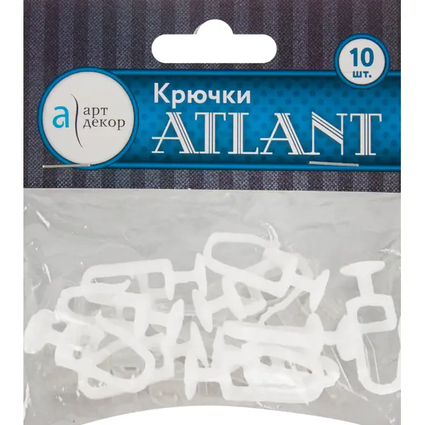 Крючок-гвоздик для металлической шины Atlant пластик цвет белый 10 шт. набор для ванной 3 пр стекло пластик atlant