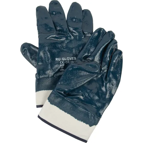 Перчатки хлопчатобумажные обливные размер 10/XL синие перчатки садорвые обливные 10 пар