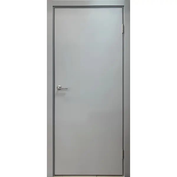 фото Блок дверной капель глухой пвх серый 90х200 см (с замком и петлями) без бренда