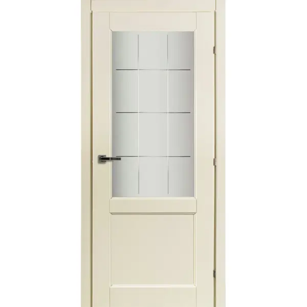 Дверь межкомнатная Катрин Крем остекленная CPL ламинация цвет бежевый 60x200 см (с замком и петлями)