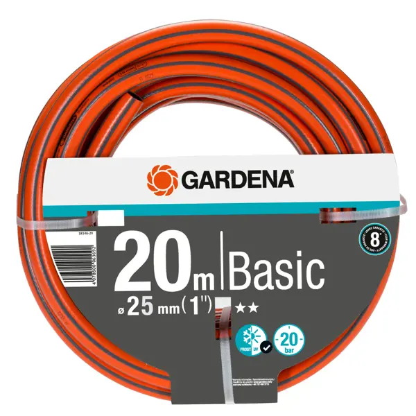 Шланг для полива Gardena Basic ø25 мм 20 м ПВХ текстильный шланг gardena