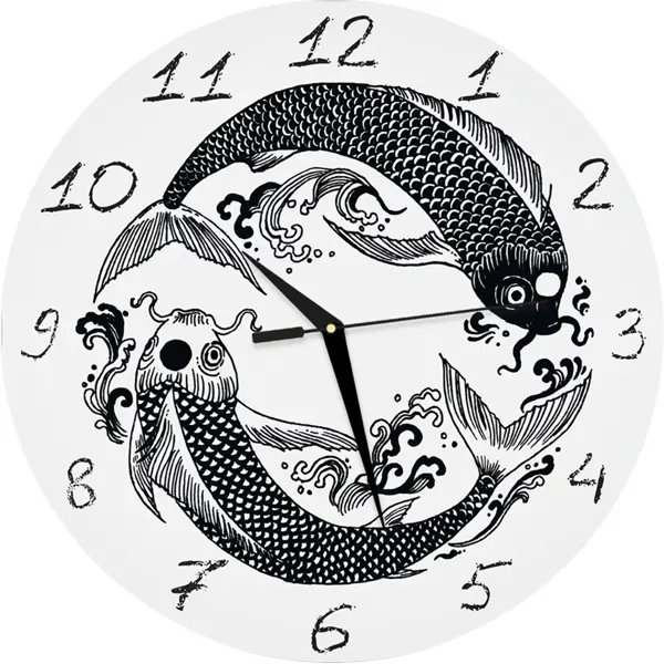 Настенные часы Рыбы Инь Янь 30x30 см часы настольные ангелы маятник дискретный ход 1 аа 25 х 33 см циферблат d 8 см