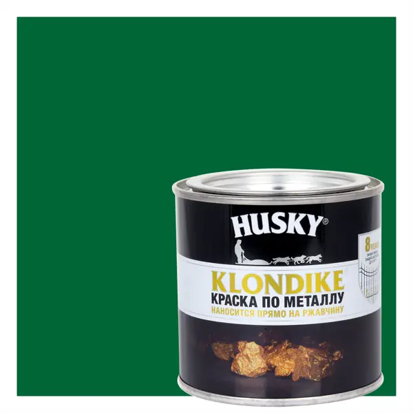 Краска по металлу Husky Klondike глянцевая цвет зеленый 0.25 л RAL 6002 шланг topperr 6002 2 2м
