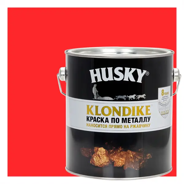Краска по металлу Husky Klondike глянцевая цвет красный 2.5 л RAL 3020 саморез по металлу и гипсокартону диаметр 4 2х75 мм 200 шт банка bartex