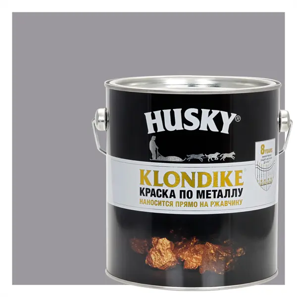 Краска по металлу Husky Klondike глянцевая цвет светло-серый 2.5 л RAL 7004 саморез по металлу и гипсокартону диаметр 3 8х65 мм 250 шт банка bartex