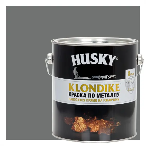 Краска по металлу Husky Klondike глянцевая цвет серый 2.5 л RAL 7005 саморезы по металлу оцинкованные с пресс шайбой 4 2х25 мм 500 шт серый