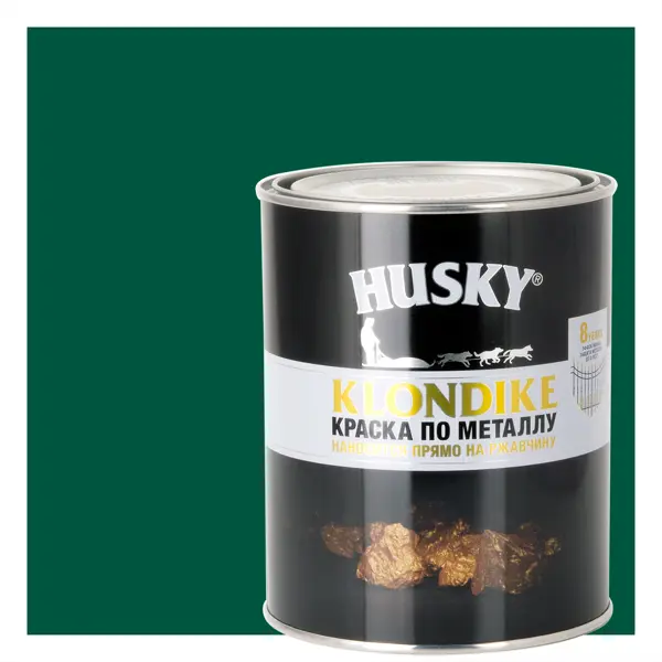 Краска по металлу Husky Klondike глянцевая цвет темно-зеленый 0.9 л RAL 6005 краска для волос palette n5 темно русая 110 мл