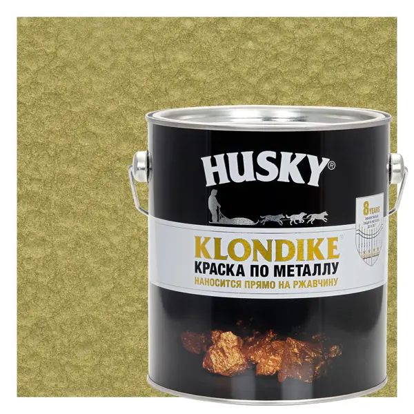 Краска по металлу Husky Klondike молотковая цвет латунь 2.5 л RAL саморез по металлу и гипсокартону диаметр 3 8х65 мм 250 шт банка bartex
