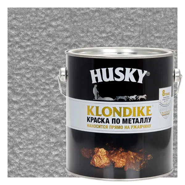 Краска по металлу Husky Klondike молотковая цвет алюминий 2.5 л RAL саморез по металлу и гипсокартону диаметр 3 5х41 мм 500 шт банка bartex