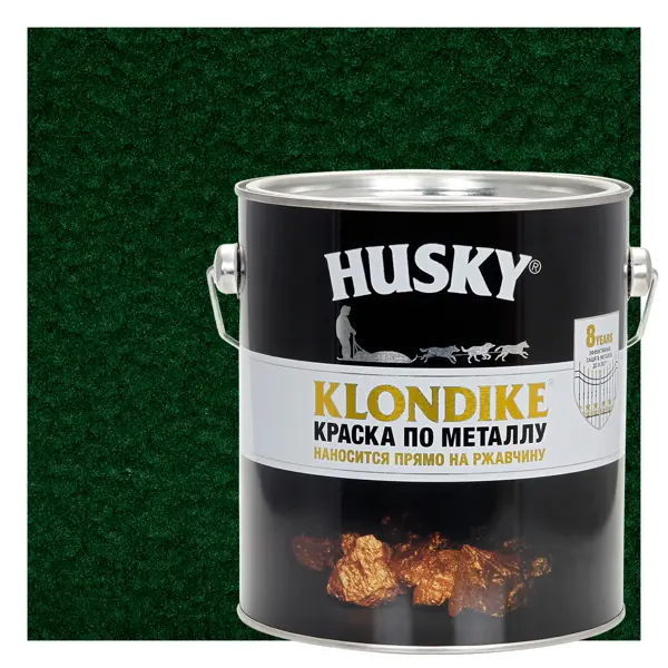 Краска по металлу Husky Klondike молотковая цвет темно-зеленый 2.5 л RAL краска для волос palette n5 темно русая 110 мл