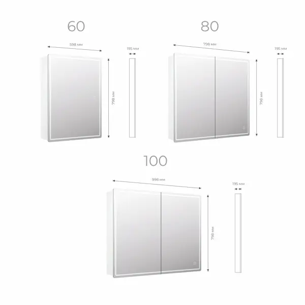 фото Шкаф для ванной зеркальный подвесной vigo look с подсветкой 80х80 см цвет белый