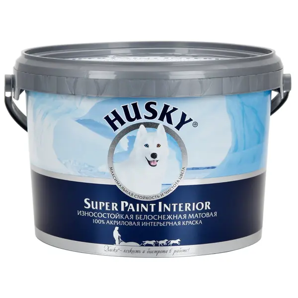 фото Краска интерьерная husky super paint int цвет белый 2.5 л