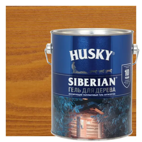 Гель для дерева Husky Siberian полуматовый цвет каштан 2.7 л гель для дерева husky siberian полуматовый осенний клен 2 7 л