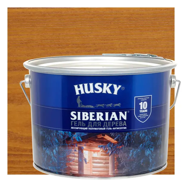 Гель для дерева Husky Siberian полуматовый цвет каштан 9 л гель для дерева husky siberian полуматовый антик 9 л
