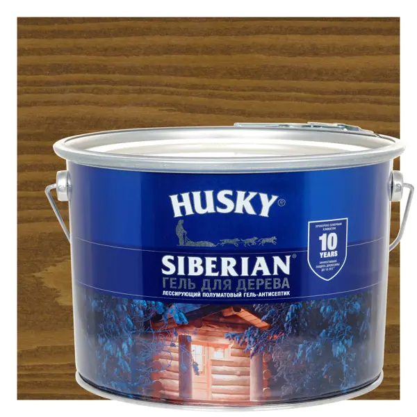 Гель для дерева Husky Siberian полуматовый цвет орех 9 л