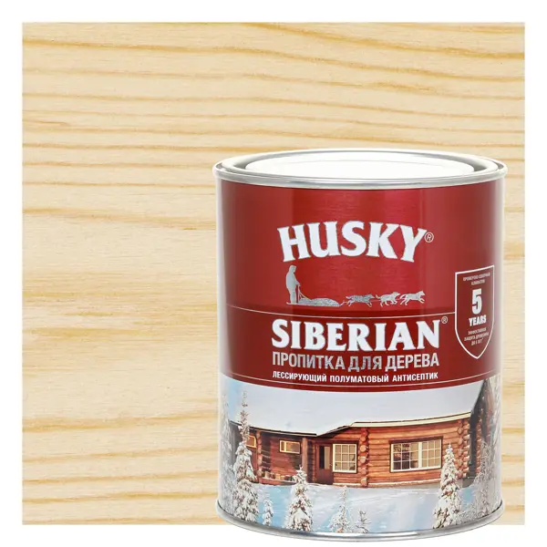 Пропитка для дерева Husky Siberian полуматовая цвет бесцветный 0.9 л краска для дерева husky siberian моющаяся полуматовая прозрачная база с 0 9 л