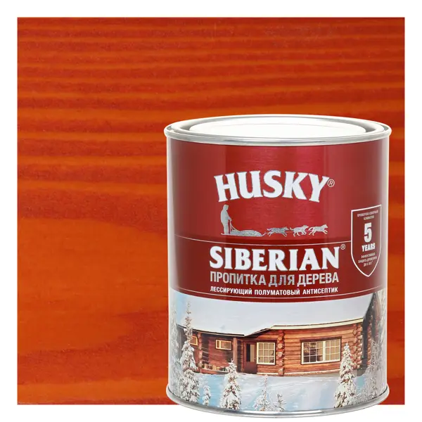 фото Пропитка для дерева husky siberian полуматовая цвет рябина 0.9 л