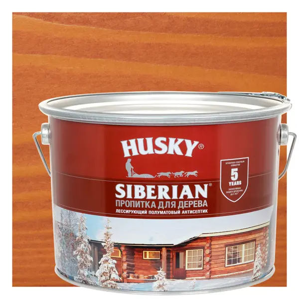 Пропитка для дерева Husky Siberian полуматовая цвет осенний клен 9 л пропитка для дерева husky siberian полуматовая осенний клен 9 л