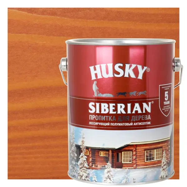 Пропитка для дерева Husky Siberian полуматовая цвет осенний клен 2.7 л краска для дерева husky siberian моющаяся полуматовая прозрачная база с 0 9 л