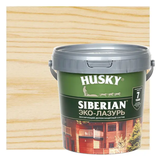 Эко-лазурь Husky Siberian полуматовая цвет бесцветный 0.9 л воск лазурь husky siberian полуматовый серебристо серый 9