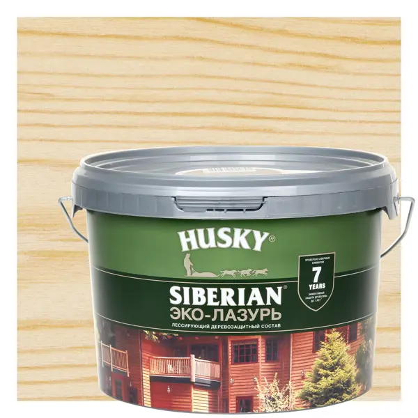 Эко-лазурь Husky Siberian полуматовая цвет бесцветный 2.5 л воск лазурь husky siberian полуматовый серебристо серый 9