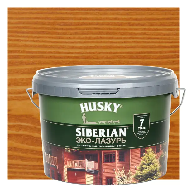 Эко-лазурь Husky Siberian полуматовая цвет клен 2.5 л пропитка для дерева husky siberian полуматовая осенний клен 9 л