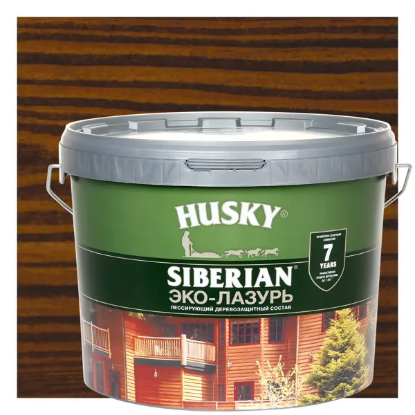 Эко-лазурь Husky Siberian полуматовая цвет кофейное дерево 9 л лак для саун акриловый husky siberian прозрачный 2 5 л