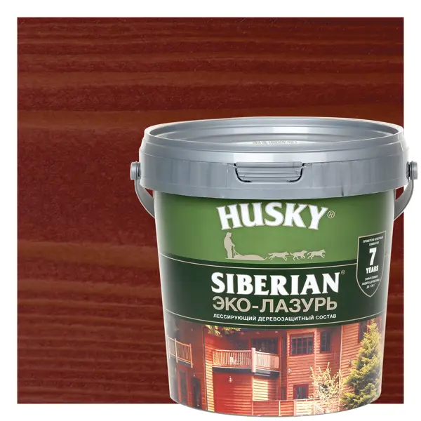 Эко-лазурь Husky Siberian полуматовая цвет красное дерево 0.9 л воск лазурь husky siberian полуматовый кофейное дерево 0 9