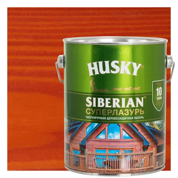 Лазурь для дерева Husky Siberian Суперлазурь цвет рябина 2.7 л грунт для дерева husky siberian бес ный 2 7 л