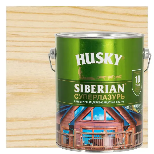 Лазурь для дерева Husky Siberian Суперлазурь цвет бесцветный 2.7 л лазурь для дерева husky siberian суперлазурь калужница 0 9 л