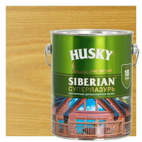 Лазурь для дерева Husky Siberian Суперлазурь цвет дуб 2.7 л масло для дерева husky siberian прозрачное 2 7 л