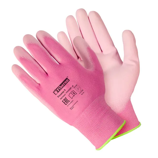 Перчатки полиэстеровые Fiberon, размер 8 / M, цвет розовый серпянка 230 мм основа полимерная 20 м fiberon самоклеющаяся smf225t