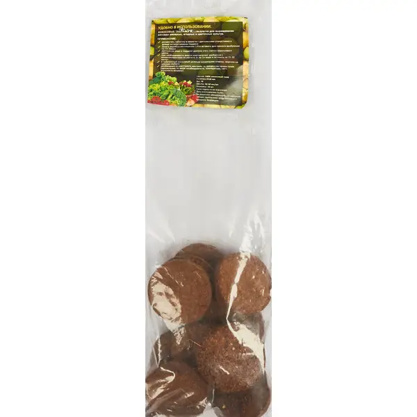 Кокосовые таблетки ø42 мм 10 шт. удобрение кокосовые чипсы не прессованные 1 л