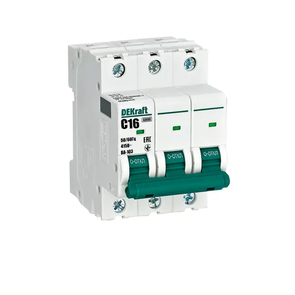 Автоматический выключатель Dekraft ВА-103 3P C16 А 6 кА токовая защита электроустановок учебное пособие для спо