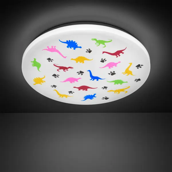 фото Светильник настенно-потолочный светодиодный gauss orbit, 14 м² рисунок динозавры, белый свет, цвет белый