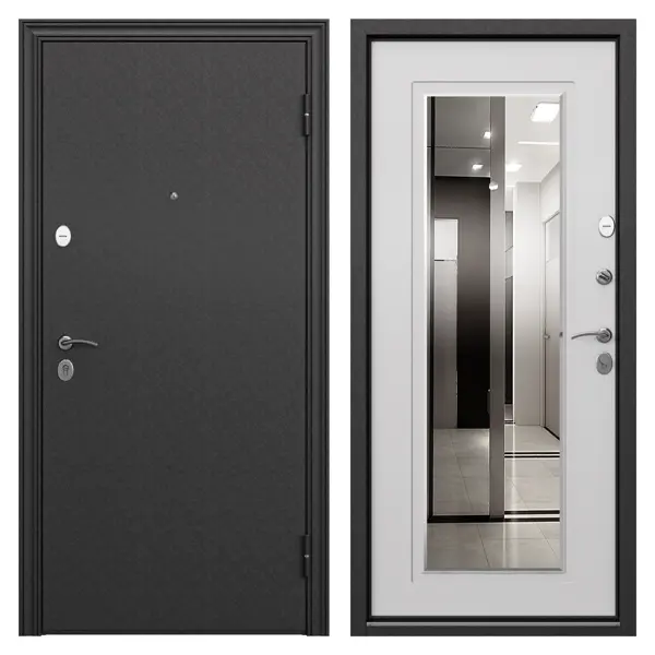 фото Дверь входная металлическая грата, 950 мм, правая, цвет скай белый torex