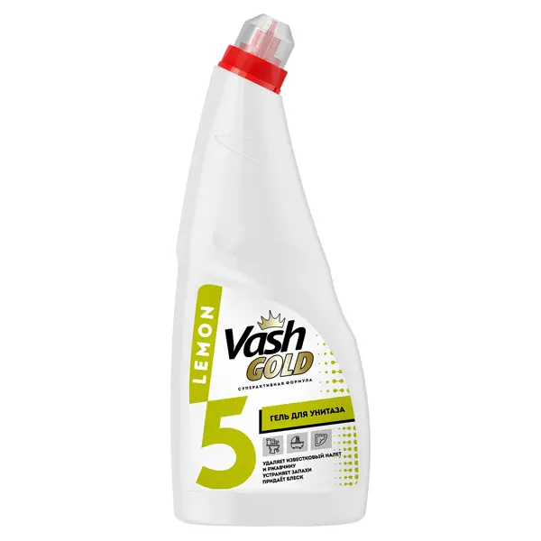 Гель для чистки унитазов Vash Gold Lemon 750 мл чистящее средство vanish gold 3в1 extra hygiene для чистки ковров антибактериальное 450 мл