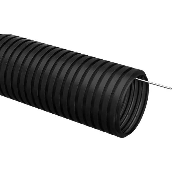 фото Труба гофрированная iek d16 мм 100 м пнд легкая с протяжкой цвет черный