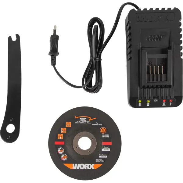 фото Ушм аккумуляторная бесщеточная worx wx812.2, 20 в li-ion 4 ач 125 мм