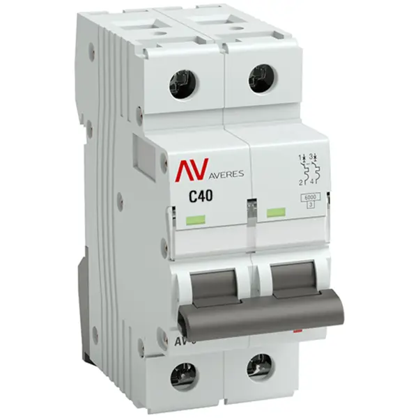 Автоматический выключатель EKF Averes AV-6 2P C40 А 6 кА mcb6-2-40C-av