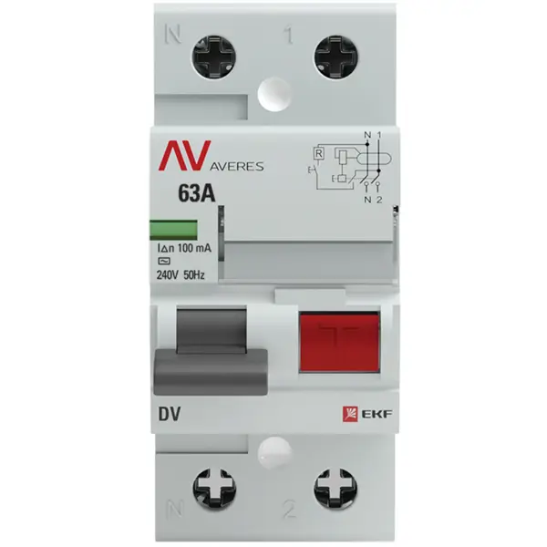 фото Узо ekf averes dv 2p 63 a 100 ма 10 ка ac rccb-2-63-100-ac-av