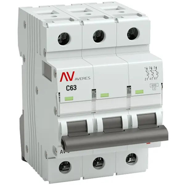 Автоматический выключатель EKF Averes AV-6 3P C63 А 6 кА mcb6-3-63C-av автоматический дозатор электрического водяного насоса