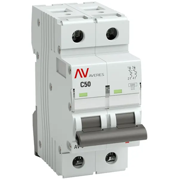 Автоматический выключатель EKF Averes AV-6 2P C50 А 6 кА mcb6-2-50C-av