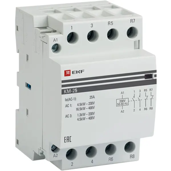 Контактор EKF КМ 2NC 25 А 230-400 В контактор tdm electric кмн 11811 18 а 230 в ас3 1нз