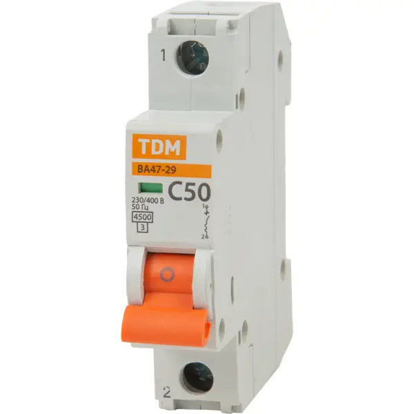 Автоматический выключатель TDM Electric ВА47-29 1P C50 А 4.5 кА SQ0206-0079 автоматический выключатель tdm electric ва47 29 1p c10 а 4 5 ка sq0206 0072