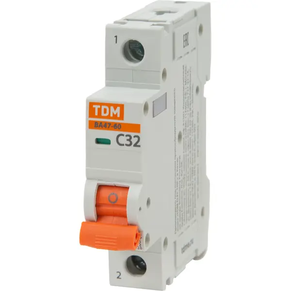 Автоматический выключатель TDM Electric ВА47-60 1P C32 А 6 кА SQ0223-0080 автоматический выключатель tdm electric ва47 60 1p c50 а 6 ка sq0223 0082